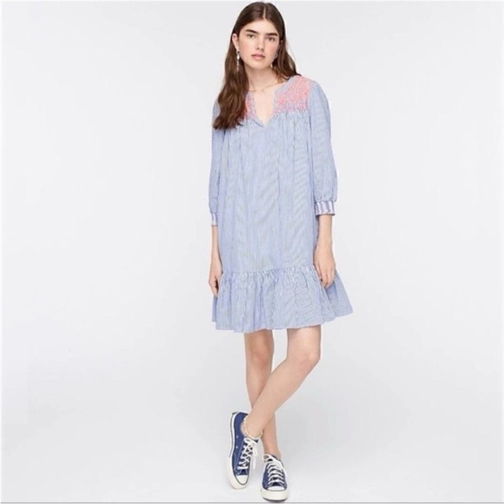 J. Crew Leda Embroidered Boho Shift Dress Size L